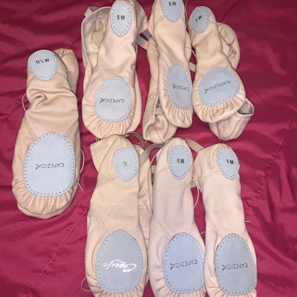 CAPEZIO JULIET SPLIT SOLE SHOE BALLET 5m 5w 11w Leather Canvas Pink 2027 choice